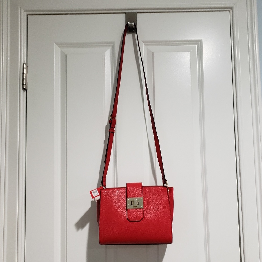 NWT DSW red crossbody faux leather